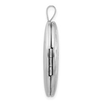 Sterling Silver Satin & Diamond-cut Chai Symbol Oval Locket view 2