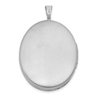 Sterling Silver Satin & Diamond-cut Chai Symbol Oval Locket view 3