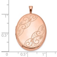 Sterling Silver Rose Gold-plated Swirled 26mm Oval Locket view 4
