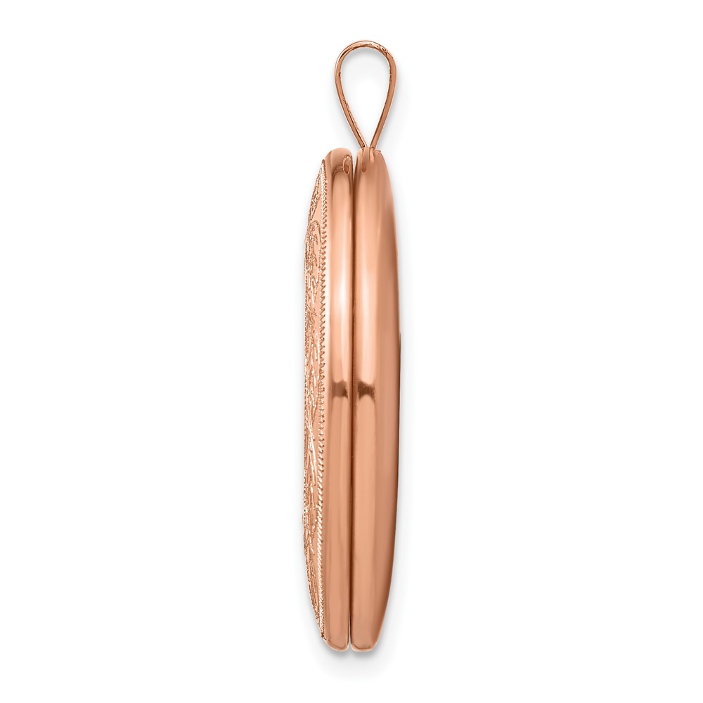 Sterling Silver Rose Gold-plated 26mm Leaf Border Oval Locket (QLS732)