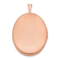 Sterling Silver Rose Gold-plated Polished Front Satin Leaf Border 26mm Oval Locket view 3