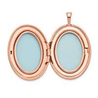Sterling Silver Rose Gold-plated Polished Front Satin Leaf Border 26mm Oval Locket view 5