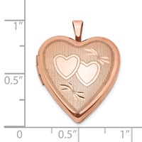 Sterling Silver Rose Gold-plated Polished Front Satin Back Double Hearts 20mm Heart Locket view 4