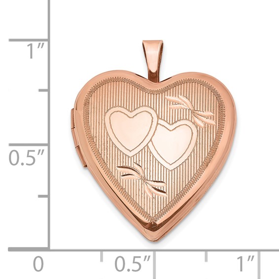 Sterling Silver Rose Gold-plated 20mm Double Hearts Heart Locket