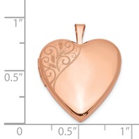 Sterling Silver Rose Gold-plated Polished Front Satin Back Swirl 20mm Heart Locket view 4
