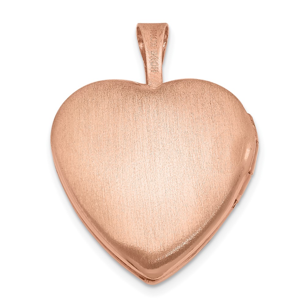 Sterling Silver Rose Gold-plated Satin and Polished 2-Frame Heart Locket (QLS750)