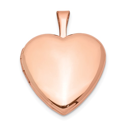 Sterling Silver Rose Gold-plated Polished Front Satin Back 2-Frame 16mm Heart Locket