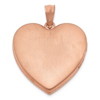 Sterling Silver Rose Gold-plated Polished Front Satin Back Swirl Design 24mm Heart Locket view 3