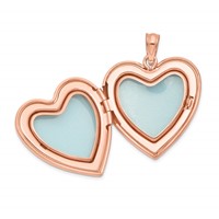 Sterling Silver Rose Gold-plated Polished Front Satin Back Swirl Design 24mm Heart Locket view 5