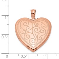 Sterling Silver Rose Gold-plated Polished Front Satin Back Swirl Design 24mm Heart Locket view 4