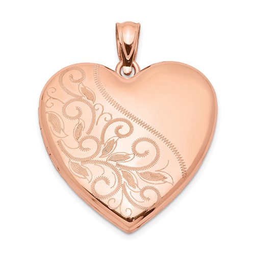 Sterling Silver Rose Gold-plated Polished Front Satin Back Scrolled 24mm Family Heart Locket
