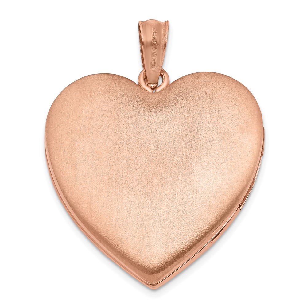 Sterling Silver Rose Gold-plated 24mm Plain Heart Locket (QLS754)