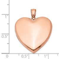 Sterling Silver Rose Gold-plated Polished Front Satin Back Plain 24mm Heart Locket view 4