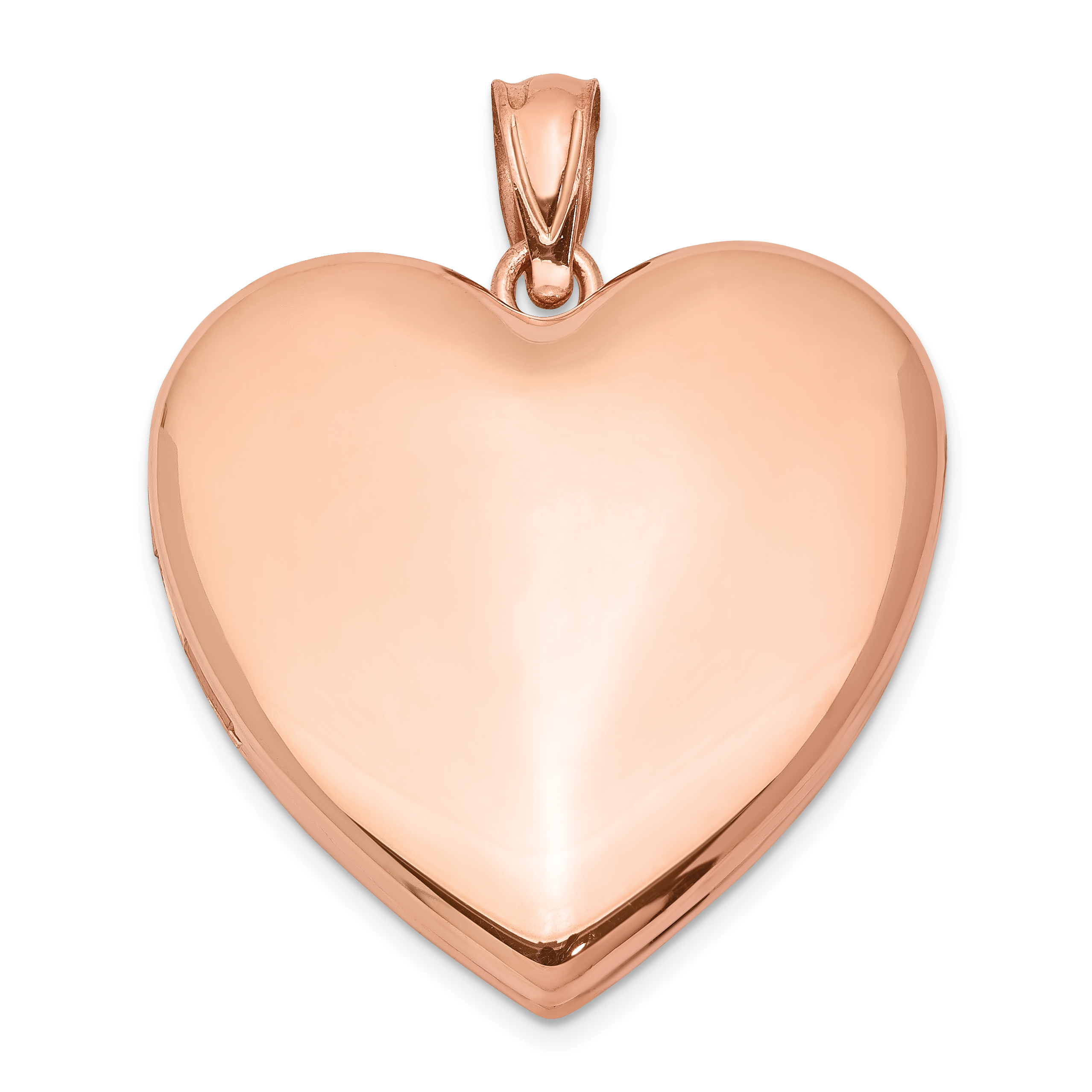 Sterling Silver Rose Gold-plated 24mm Plain Heart Locket (QLS754)