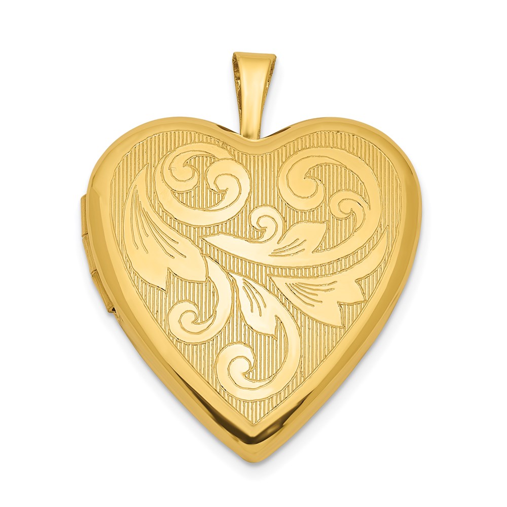Sterling Silver 20mm Gold Plated Textured/Polish Swirl Heart Locket