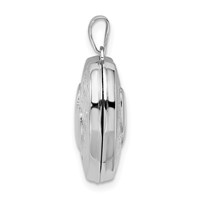 Sterling Silver Rhodium-plated 2-Hearts Reversible Same on Back 18mm Heart Locket view 2