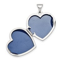 Sterling Silver Rhodium-plated 2-Hearts Reversible Same on Back 18mm Heart Locket view 4