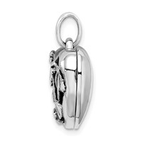 Sterling Silver Antiqued Filigree Top Polished Back 16mm Heart Locket view 2