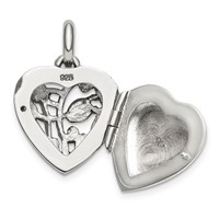 Sterling Silver Antiqued Filigree Top Polished Back 16mm Heart Locket view 3