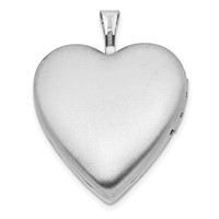 Sterling Silver Rhodium-plated Pink Rose Resin Cameo 20mm Heart Locket view 3