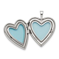Sterling Silver Rhodium-plated Pink Rose Resin Cameo 20mm Heart Locket view 4
