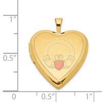 Sterling Silver Gold-plated 20mm Claddagh Enameled Heart Locket view 4