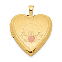 Sterling Silver Gold-plated 20mm Claddagh Enameled Heart Locket view 1