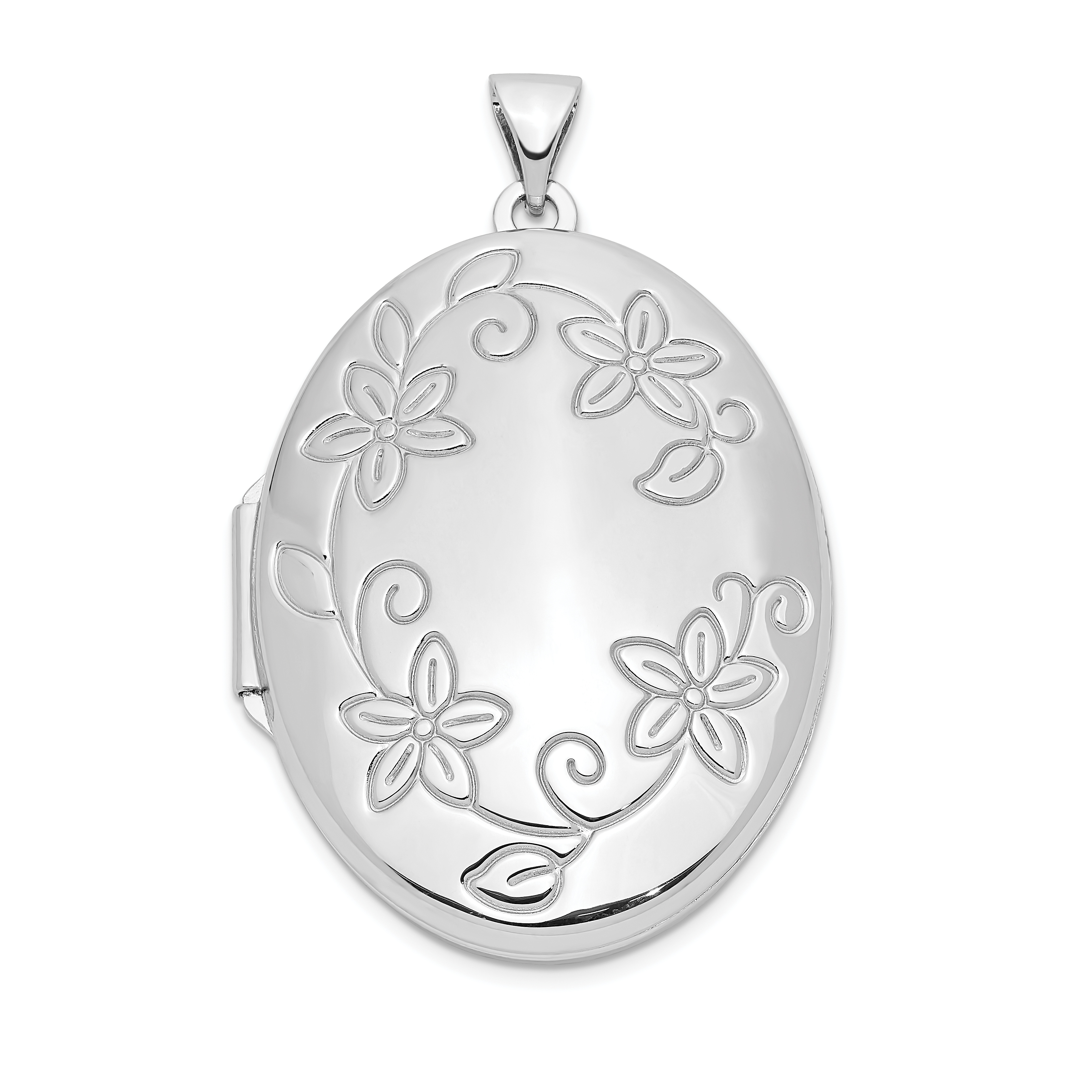 Finejewelers Sterling Silver Floral Oval Locket Necklace Qls8t for sale