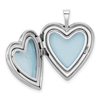 Sterling Silver Rhodium-plated Polished and Satin Forever in MY Heart 20mm Heart Locket view 4