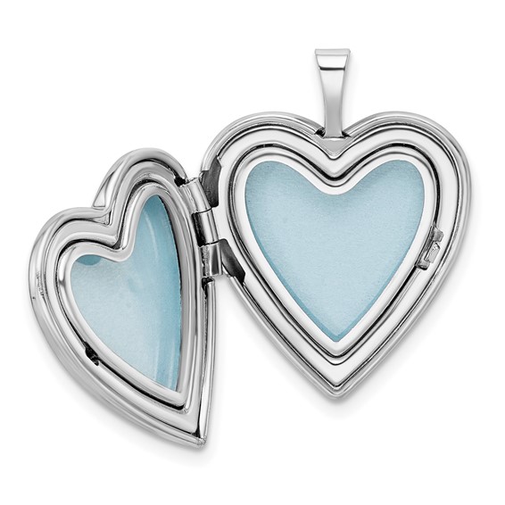 Sterling Silver Rhod-pltd 20mm FOREVER IN MY HEART Heart Locket