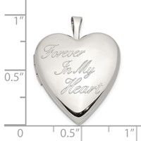 Sterling Silver Rhodium-plated Polished and Satin Forever in MY Heart 20mm Heart Locket view 5