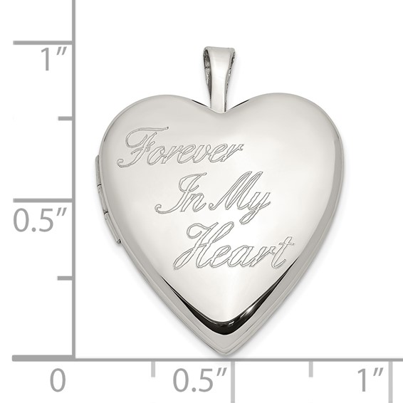 Sterling Silver Rhod-pltd 20mm FOREVER IN MY HEART Heart Locket