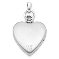 Sterling Silver Rhodium-plated Satin Diamond Accented 21mm Heart Locket view 3