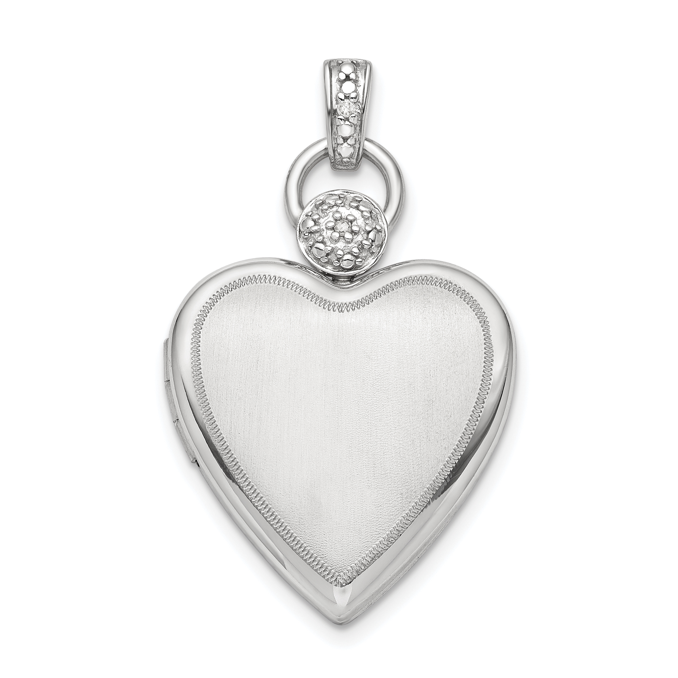Sterling Silver Rhodium-plated 21mm Diamond Accented Satin Locket (QLS807)