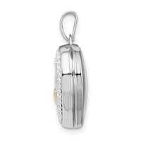 Sterling Silver Rhodium-plated Gold-tone Preciosa Crystal Mom 15mm Heart Locket view 2