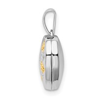 Sterling Silver Rhodium-plated and Gold-tone Floral Mom 12mm Heart Locket view 2