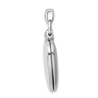 Sterling Silver Rhodium-plated Polished Front Satin Back Diamond Accent Diamond-cut 21mm Heart Locket view 2