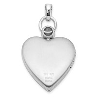 Sterling Silver Rhodium-plated Polished Front Satin Back Diamond Accent Diamond-cut 21mm Heart Locket view 3