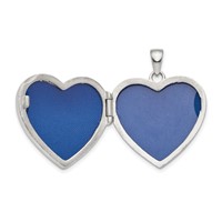 Sterling Silver Rhodium-plated CZ Fancy Vintage Filigree 24mm Heart Locket view 4