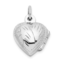 Sterling Silver Polished Diamond-cut 12mm Heart Locket view 3