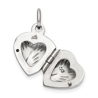 Sterling Silver Polished Diamond-cut 12mm Heart Locket view 4