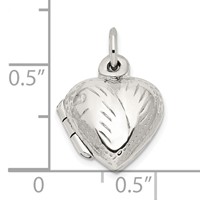 Sterling Silver Polished Diamond-cut 12mm Heart Locket view 5