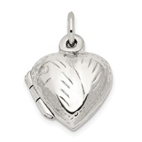 Sterling Silver Polished Diamond-cut 12mm Heart Locket view 1