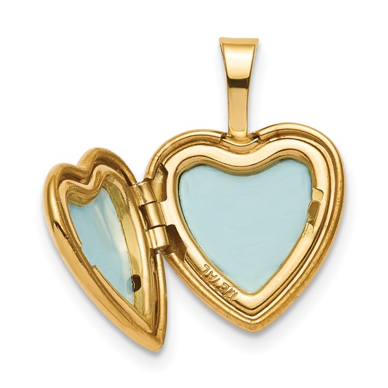 Sterling Silver Gold-plated Satin & Polished 12mm Fairy Heart Locket