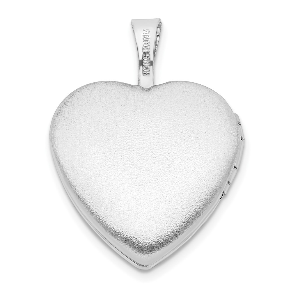 Sterling Silver Rhodium-plated 16mm Paw Print Heart Locket (QLS832)
