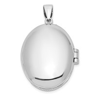 Sterling Silver Rhodium-plated CZ Vintage Filigree Top Polished Back 22mm Oval Locket view 3