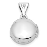 Sterling Silver Rhodium-plated Polished Domed 10mm Round Locket view 3