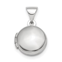 Sterling Silver Rhodium-plated Polished Domed 10mm Round Locket view 1