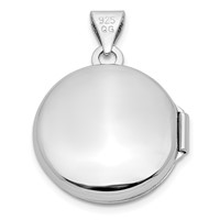Sterling Silver Rhodium-plated Polished Domed 16mm Round Locket view 3