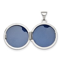Sterling Silver Rhodium-plated Polished Domed 16mm Round Locket view 4